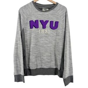 Campus Crew Embroidered NYU Pullover Sweatshirt Gray Women L New York University